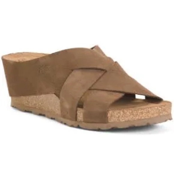 YOKONO NWOB made in Spain leather cork wedge sock slides on size 9 - Picture 1 of 12